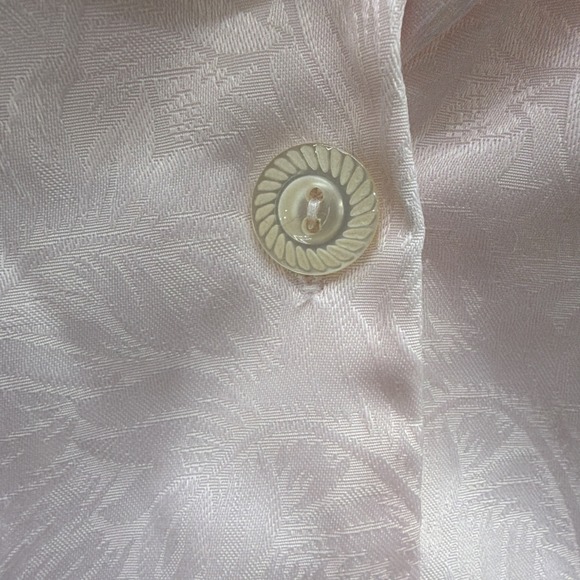 Oscar de la Renta Pink Satin Pajama Set Vintage 90s Jacquard Medium - Picture 12 of 13